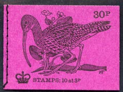 Great Britain 1971-73 Birds #1 - Curlew (purple cover Feb 1971) 30p booklet complete and fine, SG DQ56, stamps on , stamps on  stamps on birds, stamps on  stamps on curlews