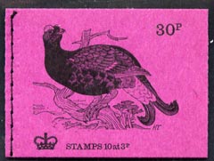 Great Britain 1971-73 Birds #6 - Black Grouse (purple cover Oct 1972) 30p booklet complete and fine, SG DQ66, stamps on , stamps on  stamps on birds, stamps on  stamps on grouse, stamps on  stamps on game