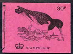 Great Britain 1971-73 Birds #8 - Oyster-Catcher (purple cover Aug 1973) 30p booklet complete and fine, SG DQ72, stamps on , stamps on  stamps on birds, stamps on  stamps on oyster catchers