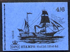 Great Britain 1968-70 Ships - Sirius 4s6d booklet (Mar 1969) complete and fine SG LP50, stamps on , stamps on  stamps on ships