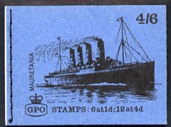 Great Britain 1968-70 Ships - Mauretania 4s6d booklet (Jan 1970) complete and fine SG LP55, stamps on ships