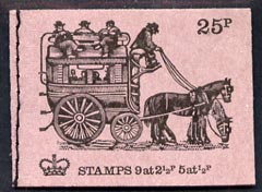 Great Britain 1971-73 Veteran Transport #1 - Knife-board Omnibus 25p booklet (Feb 1971) complete and fine, SG DH39, stamps on , stamps on  stamps on transport, stamps on  stamps on buses, stamps on  stamps on horses