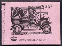 Great Britain 1971-73 Veteran Transport #6 - Taxi Cab 25p booklet (Oct 1972) complete and fine, SG DH48, stamps on transport, stamps on 