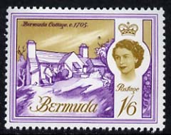 Bermuda 1962-68 Cottage of 1705 1s6d (from def set) unmounted mint, SG 173, stamps on , stamps on  stamps on buildings, stamps on  stamps on housing