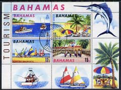 Bahamas 1969 Tourism perf m/sheet fine cds used, SG MS 337, stamps on tourism, stamps on fish, stamps on fishing, stamps on yachts, stamps on gamefish