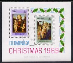 Dominica 1969 Christmas Paintings imperf m/sheet cds used, SG MS295, stamps on christmas, stamps on arts, stamps on botticelli, stamps on 