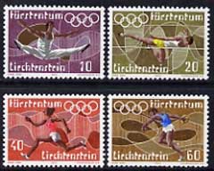 Liechtenstein 1972 Munich Olympics set of 4 unmounted mint, SG 544-47, stamps on olympics, stamps on gymnastics, stamps on running, stamps on discus, stamps on high jump, stamps on  gym , stamps on gymnastics, stamps on 