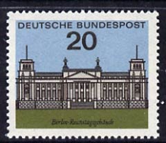 Germany - West 1964 Berlin Reichstag 20pf unmounted mint, from Capitals of the Federal Lands set of 12, SG 1335, stamps on , stamps on  stamps on architecture, stamps on  stamps on  constitutions