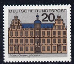 Germany - West 1964 Gutenberg Museum Mainz 20pf unmounted mint, from Capitals of the Federal Lands set of 12, SG 1336, stamps on , stamps on  stamps on architecture