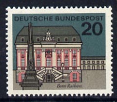 Germany - West 1964 Town Hall Bonn 20pf unmounted mint, from Capitals of the Federal Lands set of 12, SG 1338, stamps on architecture