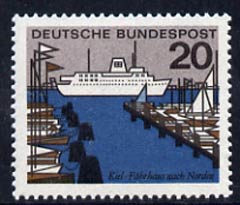 Germany - West 1964 Keil Ferry 20pf unmounted mint, from Capitals of the Federal Lands set of 12, SG 1332          , stamps on ships