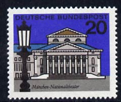 Germany - West 1964 National Theatre Munich 20pf unmounted mint, from Capitals of the Federal Lands set of 12, SG 1333, stamps on theatre