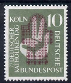 Germany - West 1956 77th Meeting of German Catholics 10pf unmounted mint, SG 1165, stamps on religion, stamps on architecture, stamps on churches
