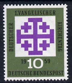 Germany - West 1959 German Evangelical Church Day 10pf unmounted mint, SG 1233, stamps on religion
