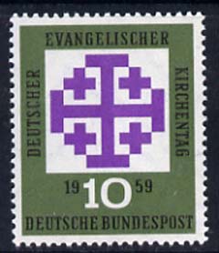 Germany - West 1959 German Evangelical Church Day 10pf unmounted mint, SG 1233, stamps on , stamps on  stamps on religion