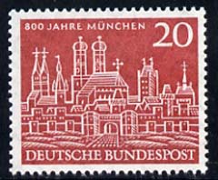 Germany - West 1958 800th Anniversary of Munich 20pf unmounted mint, SG 1207, stamps on , stamps on  stamps on architecture, stamps on  stamps on churches