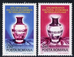 Rumania 1976 Inter-European Cultural & Economic Co-operation set of 2 vases unmounted mint, SG 4215-16, stamps on , stamps on  stamps on pottery