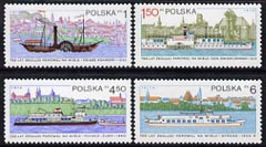 Poland 1979 150th Anniversary of Vistula River Navigation set of 4 unmounted mint, SG 2610-22, stamps on , stamps on  stamps on ships, stamps on  stamps on paddle steamer