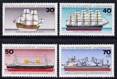 Germany - West 1977 Youth Welfare - Ships set of 4 unmounted mint, SG 1819-22, stamps on , stamps on  stamps on ships