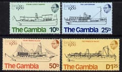 Gambia 1980 London 1980 Int Stamp Exhibition set of 4 ships unmounted mint, SG 436-49, stamps on , stamps on  stamps on ships, stamps on  stamps on stamp exhibitions