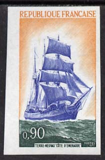 France 1972 French Sailing Ships (Cote d'Emeraude) imperf single in issued colours unmounted mint, as SG 1967, stamps on , stamps on  stamps on ships