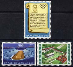 Greece 1968 Mexico Olympic Games set of 3 unmounted mint, SG 1091-93, stamps on , stamps on  stamps on olympics, stamps on  stamps on stadia, stamps on  stamps on literature, stamps on  stamps on architecture