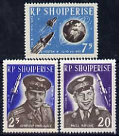 Albania 1963 First Team Manned Space Flights set of 3 unmounted mint, SG 739-41, stamps on , stamps on  stamps on space