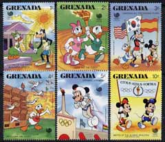 Grenada 1988 Seoul Olympic Games short set of 6 to 10c unmounted mint, featuring Disney characters, SG 1742-47, stamps on , stamps on  stamps on disney, stamps on  stamps on olympics, stamps on  stamps on flags, stamps on  stamps on birds, stamps on  stamps on doves, stamps on  stamps on 