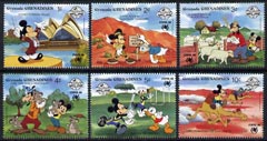 Grenada - Grenadines 1988 Sydpex '88 and 60th Birthday of Mickey Mouse short set to 10c featuring Mickey & friends in Australia unmounted mint, SG 1031-1036, stamps on , stamps on  stamps on disney, stamps on  stamps on stamp exhibitions, stamps on  stamps on opera, stamps on  stamps on animals, stamps on  stamps on ovine, stamps on  stamps on sheep, stamps on  stamps on koala, stamps on  stamps on bears, stamps on  stamps on camels, stamps on  stamps on football, stamps on  stamps on sport