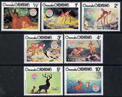 Grenada - Grenadines 1980 Christmas short set to 10c featuring scenes from Walt Disney's 'Bambi' unmounted mint, SG 415-421, stamps on , stamps on  stamps on disney, stamps on  stamps on animals, stamps on  stamps on deer, stamps on  stamps on christmas