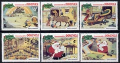 Dominica 1981 Christmas short set to 5c showing scenes from Walt Disney's 'Santa's Workshop' unmounted mint SG 754-59, stamps on disney, stamps on christmas