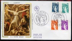 France 1978 detail of Sabine Women by J L David silk illustration on cover with commemorative postmark dated 31st March 1978, stamps on arts, stamps on david