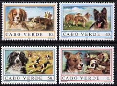 Cape Verde Islands 1995 Dogs set of 4 unmounted mint, SG 760-63, stamps on , stamps on  stamps on dogs, stamps on  stamps on hunting, stamps on  stamps on fox terrier, stamps on  stamps on cavalier spaniel, stamps on  stamps on rough collie, stamps on  stamps on  gsd , stamps on  stamps on foxhound, stamps on  stamps on bearded collie, stamps on  stamps on 