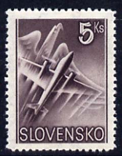 Slovakia 1939 Air Eagle & Aero A-204 5k purple unmounted mint, SG 62, stamps on , stamps on  stamps on aviation, stamps on  stamps on birds, stamps on  stamps on birds of prey, stamps on  stamps on eagles