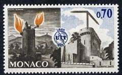 Monaco 1965 Roman Beacon & Chappe's telegraph 70c unmounted mint, from ITU Centenary set, SG 823, stamps on , stamps on  itu , stamps on communications