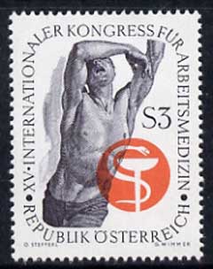 Austria 1966 15th International Occupational Health Congress 3s unmounted mint, SG 1479, stamps on , stamps on  stamps on medical