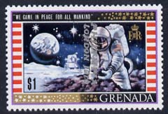 Grenada 1970 Philympia 1970 opt on $1 First Man on the Moon with opt inverted (reading downwards) unmounted mint (ex archives) SG 408var*, stamps on stamp exhibitions, stamps on space, stamps on apollo