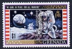 Grenada 1970 Philympia 1970 opt on $1 First Man on the Moon with opt inverted (reading downwards) unmounted mint (ex archives) SG 408var*, stamps on , stamps on  stamps on stamp exhibitions, stamps on  stamps on space, stamps on  stamps on apollo