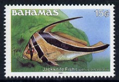 Bahamas 1987 Jacknife Fish 15c (1987 imprint date) unmounted mint, SG 793, stamps on fish