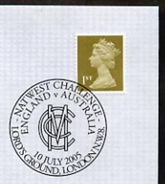 Postmark - Great Britain 2005 cover for NatWest Challenge England v Australia with special Lords cancel, stamps on , stamps on  stamps on cricket, stamps on  stamps on sport