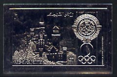 Ras Al Khaima 1972 Munich Olympics 30Dh Neuschwanstein Palace embossed in silver foil, imperf unmounted mint, stamps on olympics, stamps on 