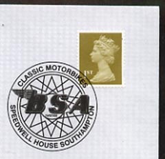 Postmark - Great Britain 2005 cover celebrating Mororcycles with illustrated Speedwell House cancel (showing BSA logo), stamps on motorbikes