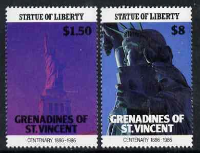 St Vincent - Grenadines 1986 Statue of Liberty Centenary the unissued $1.50 & $8 unmounted mint, stamps on monuments, stamps on statues, stamps on americana, stamps on civil engineering, stamps on 