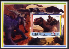 Liberia 2005 Dinosaurs #2 perf souvenir sheet fine cto used, stamps on dinosaurs