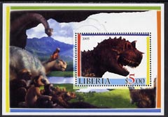 Liberia 2005 Dinosaurs #3 perf souvenir sheet fine cto used, stamps on dinosaurs
