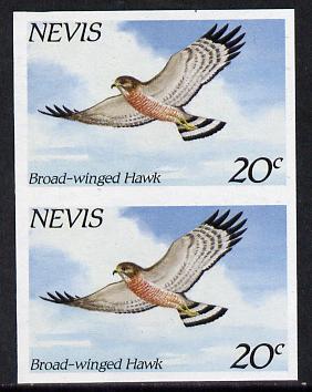 Nevis 1985 Hawks & Herons 20c (Broad Winged Hawk) imperf pair (SG 265var) unmounted mint, stamps on birds, stamps on birds of prey
