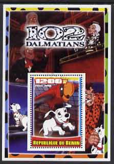 Benin 2005 Disney's 102 Dalmations #4 perf m/sheet fine cto used, stamps on disney, stamps on filmes, stamps on cinema, stamps on movies, stamps on cartoons, stamps on dogs, stamps on 