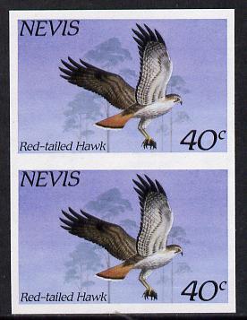 Nevis 1985 Hawks & Herons 40c (Red Tailed Hawk) imperf pair (SG 266var) unmounted mint, stamps on , stamps on  stamps on birds   birds of prey    heron