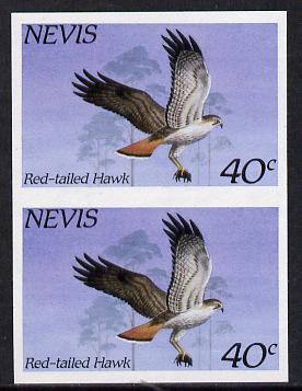 Nevis 1985 Hawks & Herons 40c (Red Tailed Hawk) imperf pair (SG 266var) unmounted mint, stamps on birds   birds of prey    heron