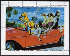 Batum 1996 Dogs Partying in Car composite sheetlet containing 8 values fine cto used, stamps on , stamps on  stamps on dogs, stamps on  stamps on alcohol, stamps on  stamps on photography, stamps on  stamps on 